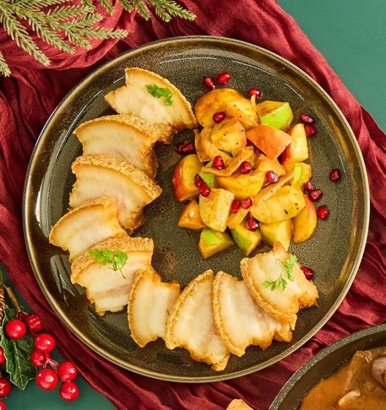 Roasted Pork Belly with Fennel Apple Slaw