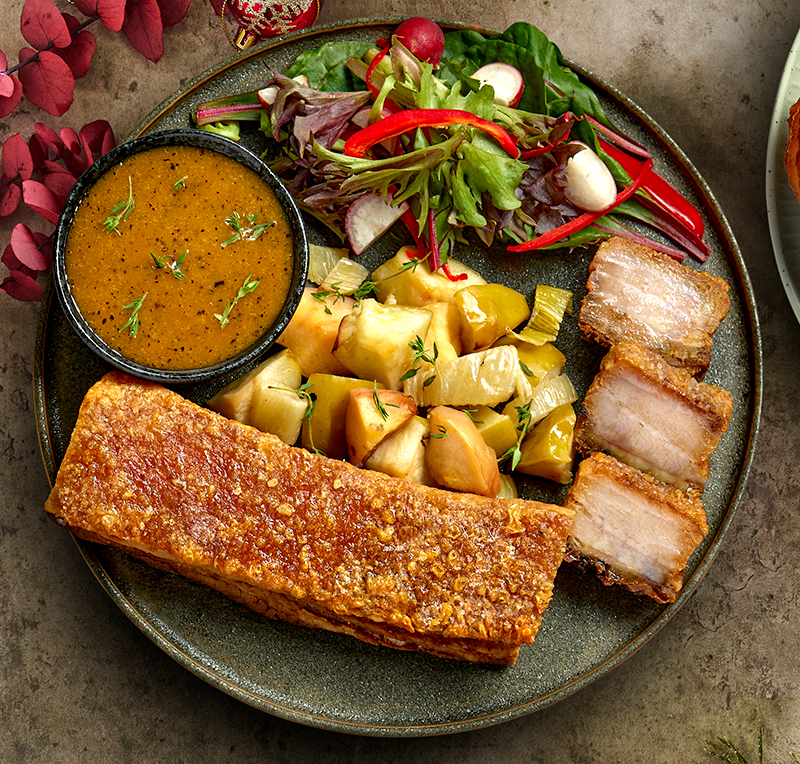 Roasted Pork Belly With Apple Slaw