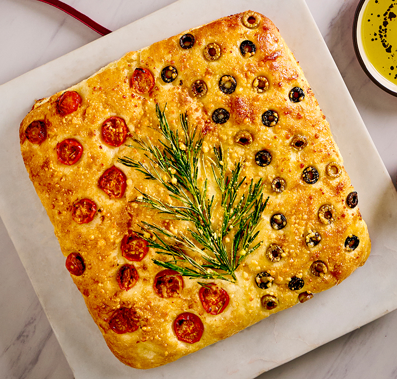 Christmas Foccacia Colours (Rosemary, Parsley Cherry Tomatoes, Cheese)