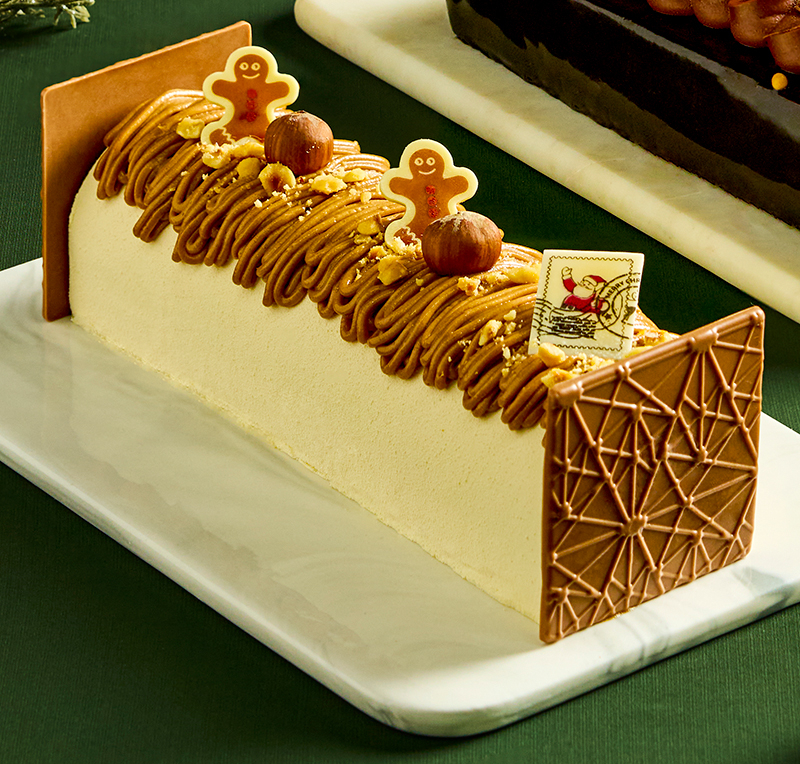 Hazelnut Mont Blanc Log Cake